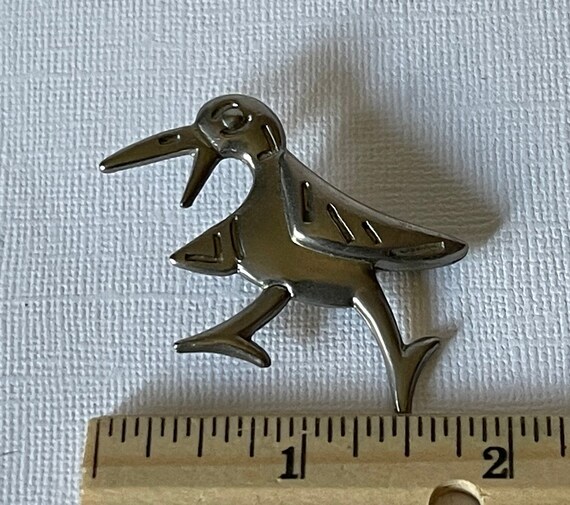 Vintage silver tone bird pin, bird brooch, bird j… - image 5