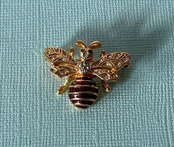 Vintage bee brooch, rhinestone bee pin, bee jewel… - image 8