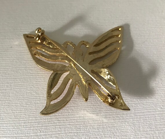 Vintage butterfly brooch, faux pearl butterfly br… - image 7