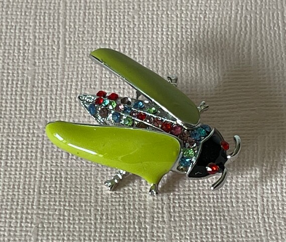 Rhinestone roach pin, fly pin, rhinestone bug pin… - image 6