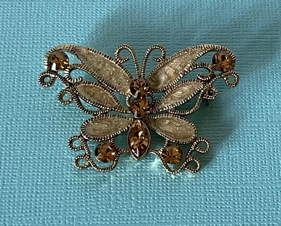 Vintage rhinestone butterfly pin, rhinestone butt… - image 6