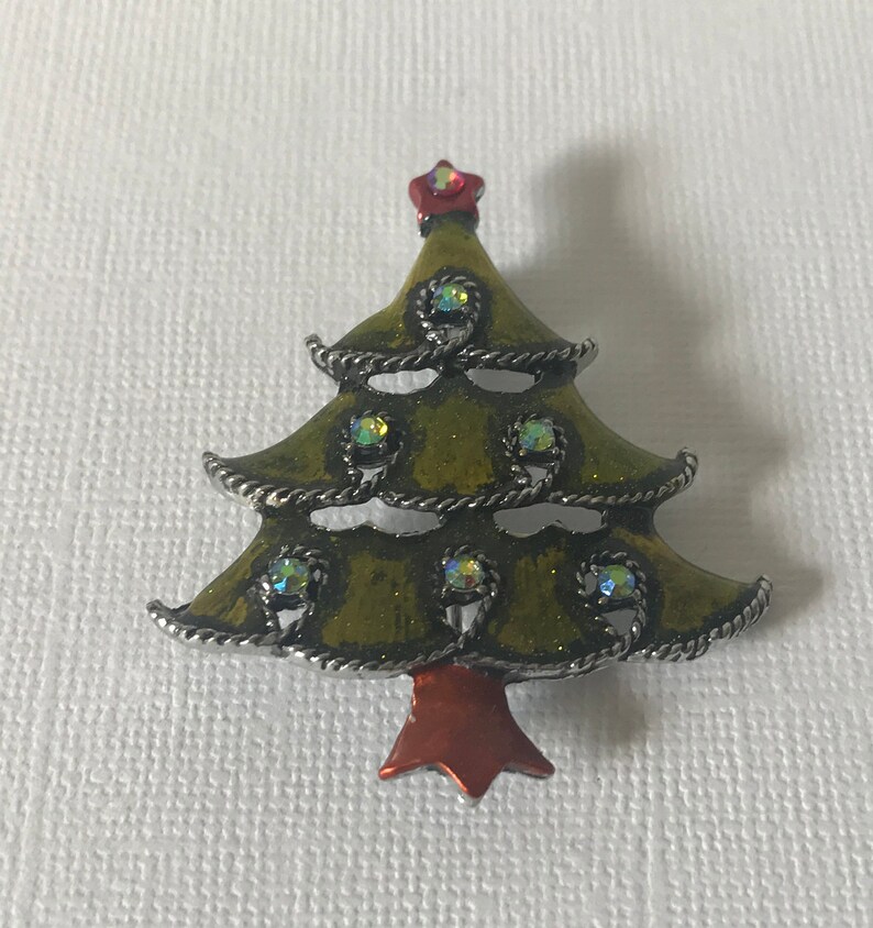 holiday pin xmas tree pin Aurora borealis rhinestone Christmas tree pin Christmas pins rhinestone Christmas tree brooch Christmas pin