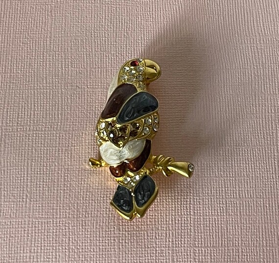 Vintage parrot brooch, rhinestone parrot pin, bir… - image 2
