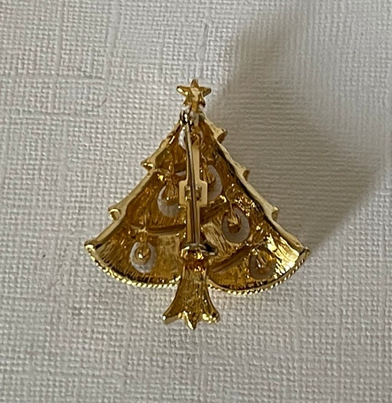 Vintage Christmas tree brooch, gold Christmas tre… - image 6