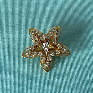 Vintage Order of the Eastern Star brooch, OES rhinestone star pin, Eastern Star jewelry, rhinestone OES star brooch, masonic jewelry, OES