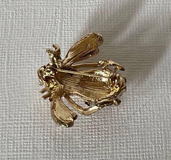 Vintage pink rhinestone bee pin, pink and gold be… - image 6