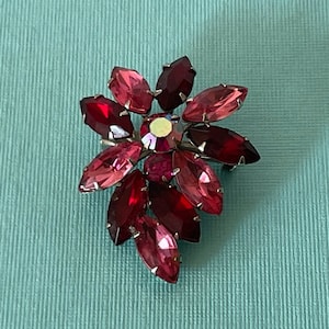 Pink rhinestone flower pin, red rhinestone flower pin, high end flower pin, Valentine&#39;s day pin , flower brooch, flower pins, pink and red