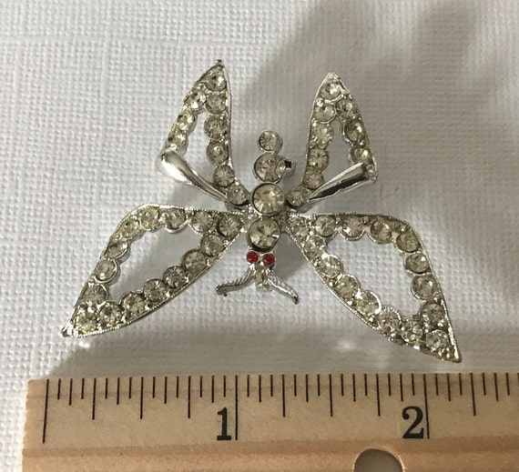 Vintage rhinestone butterfly pin, butterfly brooc… - image 5