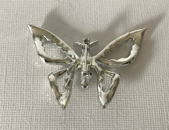 Vintage rhinestone butterfly pin, butterfly brooc… - image 6