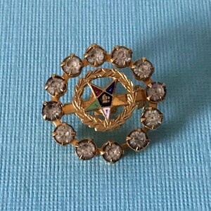 Vintage Order of the Eastern Star Rhinestone Brooch, OES Jewelry ...