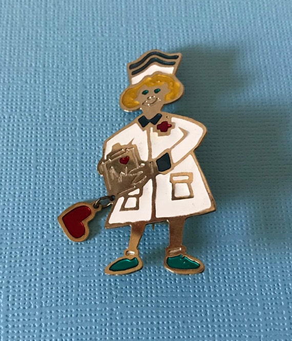 Vintage Nurse Brooch, nurse pin, first responder p