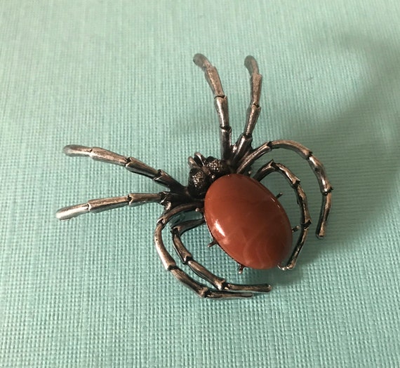 Brown spider pin, spider brooch, spider jewelry, b