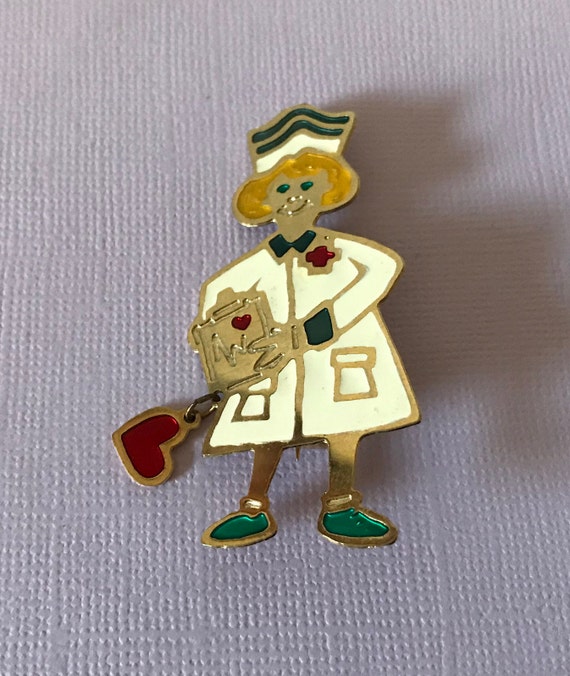 Vintage Nurse Brooch, nurse pin, first responder … - image 2