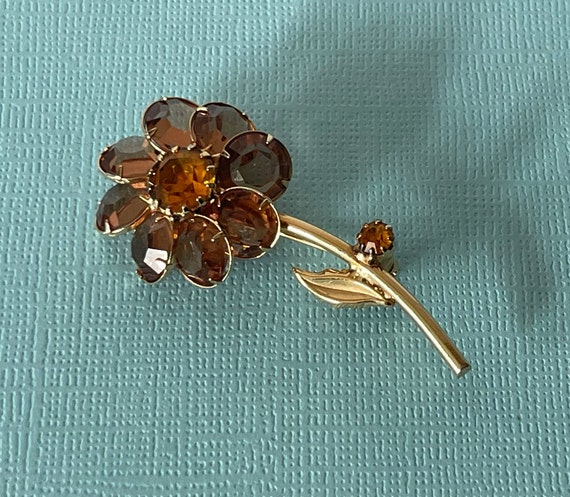 Vintage rhinestone flower brooch, daisy rhineston… - image 6