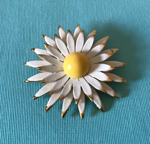 Vintage daisy brooch, daisy pin, flower power, bo… - image 1