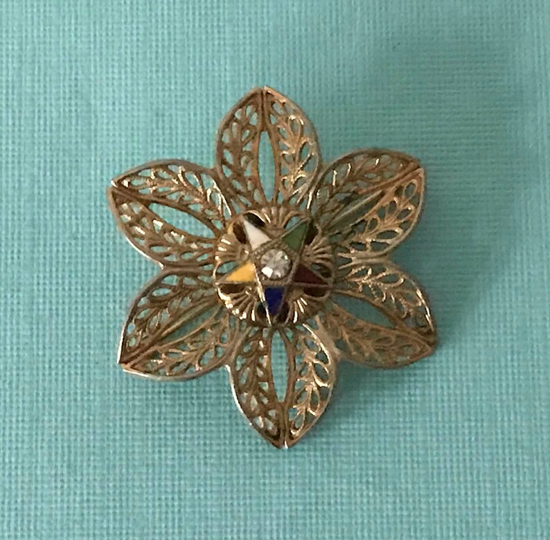 Vintage Order of the Eastern Star flower pin Eastern Star | Etsy