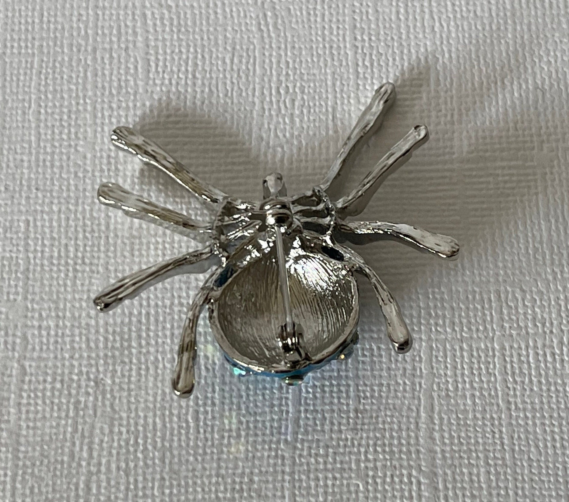 Blue Rhinestone Spider Pin, Spider Brooch, Aurora Borealis Rhinestone ...