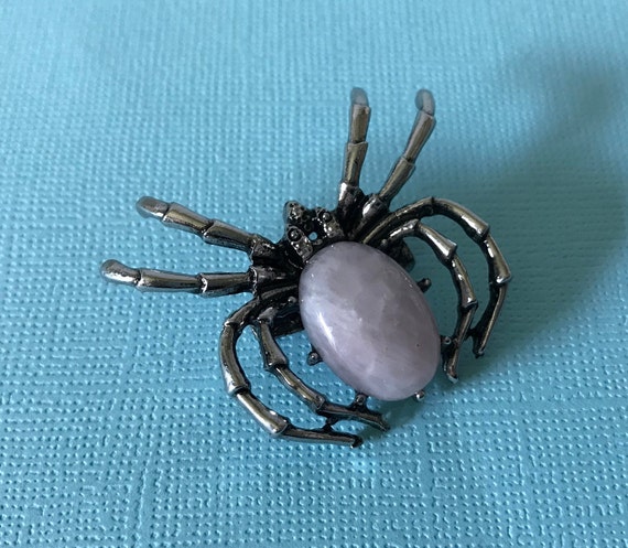 Rose quartz spider brooch, spider pin, Halloween … - image 8