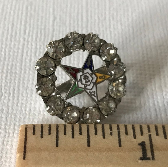 Vintage Order of the Eastern Star rhinestone star… - image 5