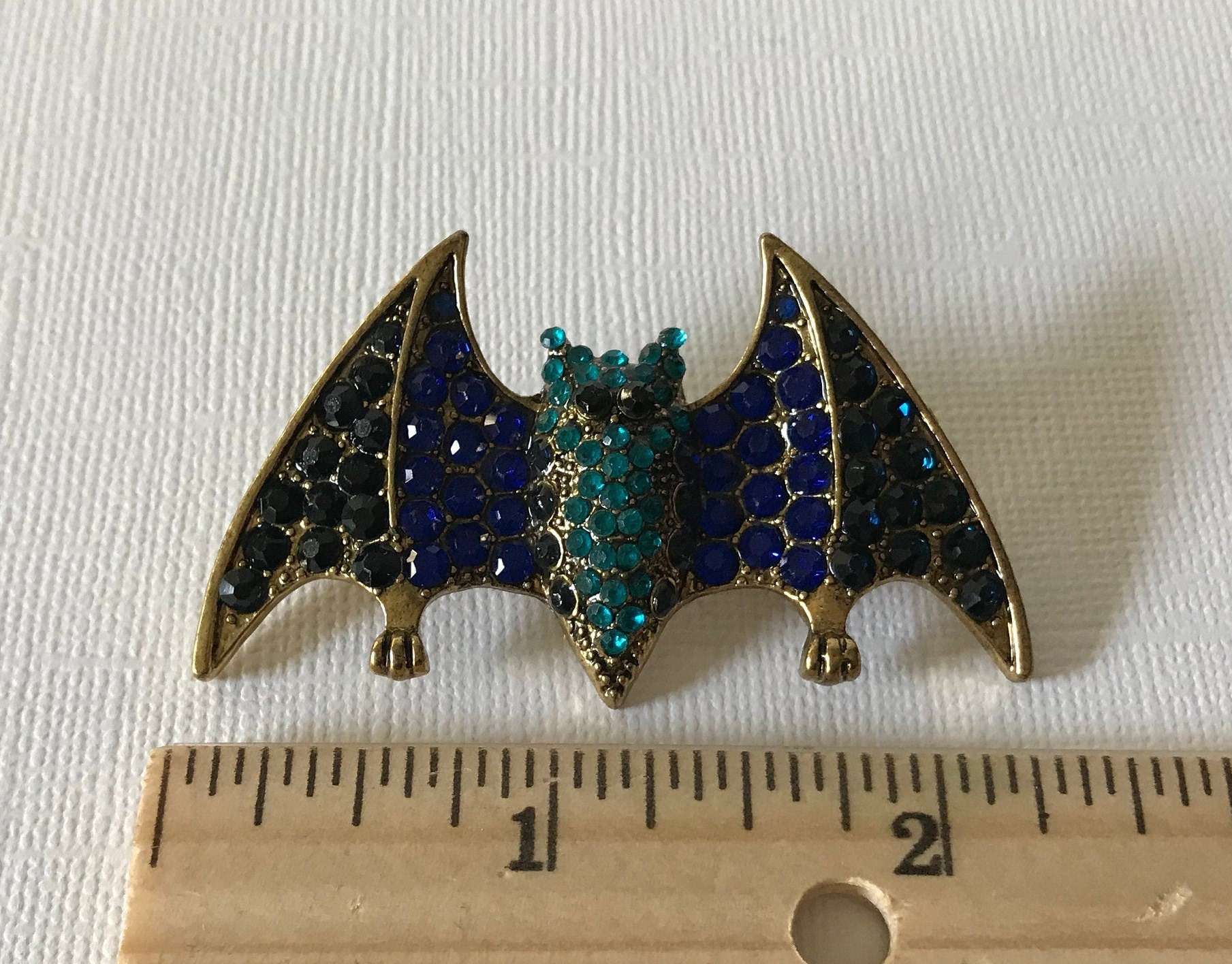 Blue rhinestone bat brooch bat pin Halloween bat pin bat Etsy