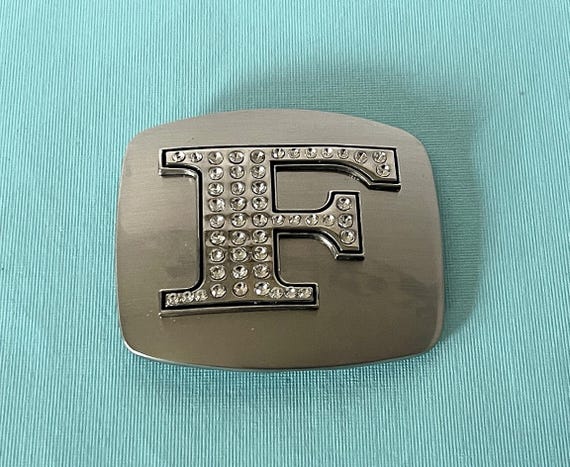 Letter F Belt Buckle, Monogram F Belt Buckle, Rhinestone F  display picture 1