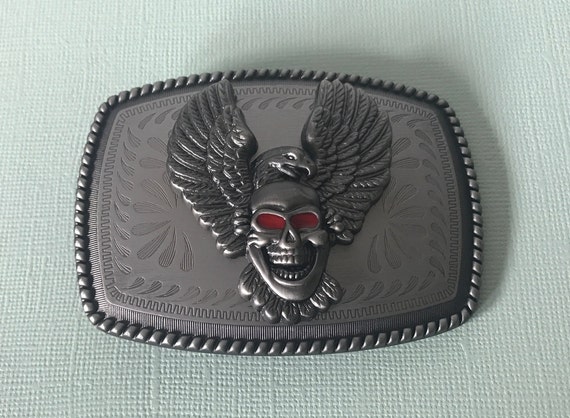 Vintage "new" skull and eagle belt buckle, skull … - image 2