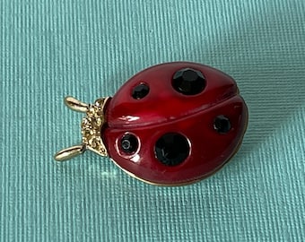 Vintage lady bug brooch, beetle brooch, rhinestone lady bug pin, lady bug jewelry, beetle pin, lady bug pin, ladybug brooch, beetle brooch