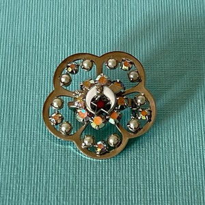 Vintage rhinestone shriner pin, faux pearl and rhinestone shriner pin, masonic pin, Shriner jewelry, masonic jewelry, rhinestone shriner pin