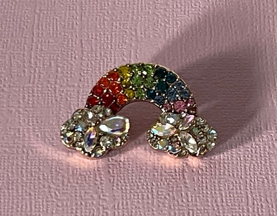 Rhinestone rainbow brooch, rainbow jewelry, rainb… - image 8