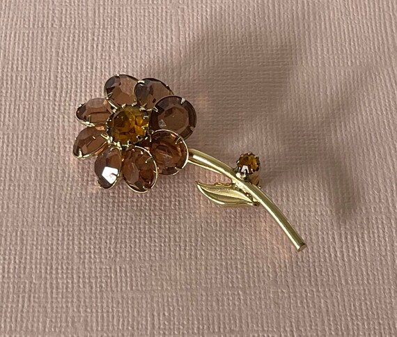 Vintage rhinestone flower brooch, daisy rhineston… - image 2