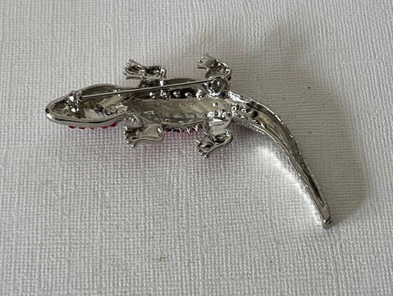 Rhinestone alligator pin, alligator brooch, croco… - image 5