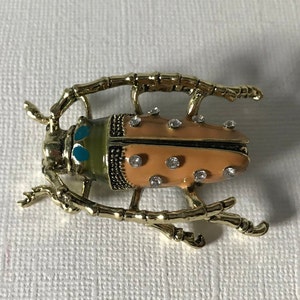 Skarabäus, Strasskäfer, Käfer, orange Käfer, Käfer, Strasskäfer, orange und gold, Pakkabe, Käfer Brosche