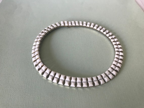 White glass cabochon rhinestone necklace, choker … - image 10