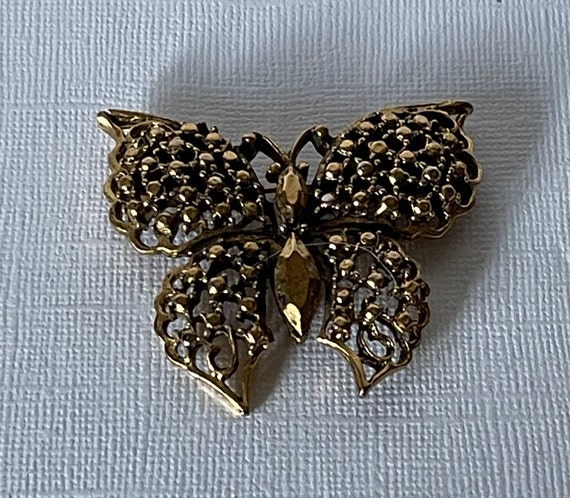 Vintage gold butterfly brooch vintage gold butter… - image 4