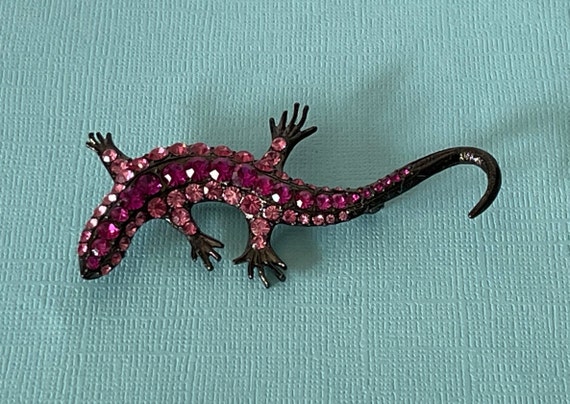 rhinestone lizard brooch, rhinestone lizard pin, … - image 3