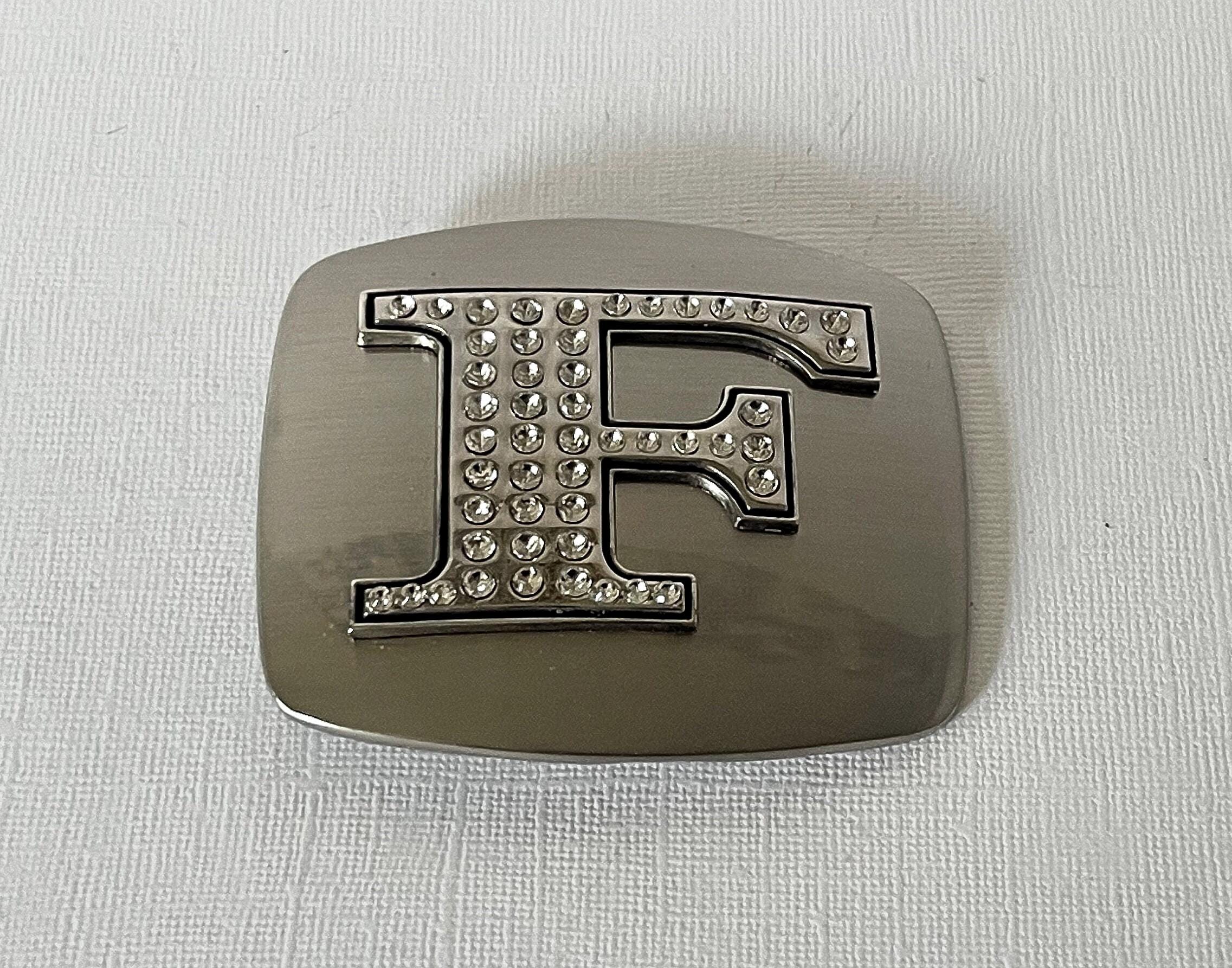 Letter F Belt Buckle, Monogram F Belt Buckle, Rhinestone F 