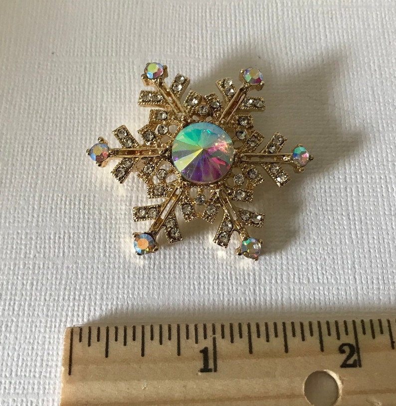 Rhinestone Snowflake Brooch Rivoli Rhinestone Snowflake Pin - Etsy