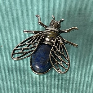 Lapis lazuli bee brooch, fly pin, bee jewelry, bumble bee pin, lapis fly brooch, fly jewelry, honey bee brooch, blue fly pin, blue bee pin