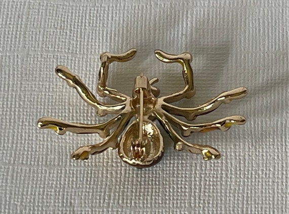 Rhinestone spider brooch, green rhinestone spider… - image 8