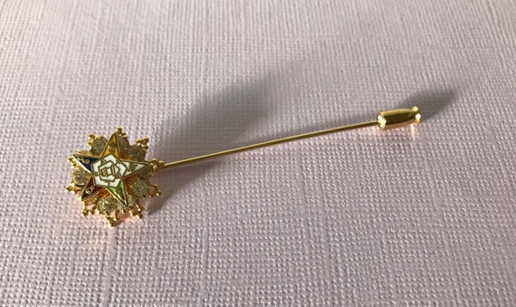 Vintage rhinestone Eastern Star stick pin, aurora… - image 8