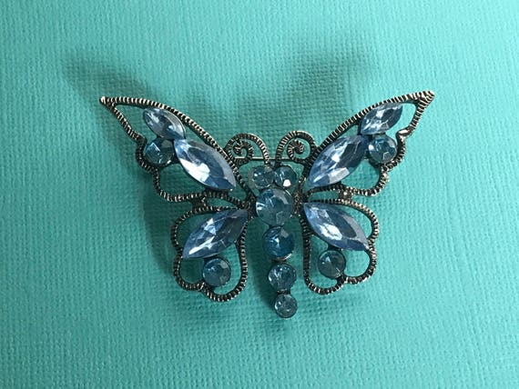 Blue Butterfly Brooch Insect Jewelry