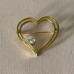 Vintage 80's Heart Cupid I Love You Brooch Pin Chain