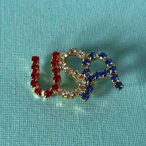Vintage USA pin, strassteen USA pin, patriottische sieraden, MAGA, 4 juli sieraden, usa sieraden, Independence Day, Usa pin vintage, Amerika