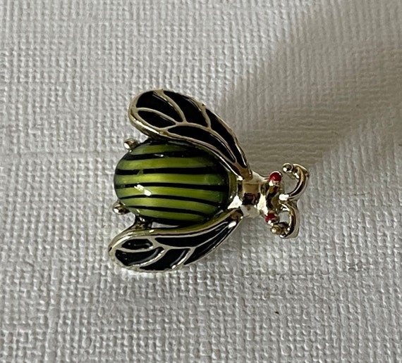 Vintage bumble bee pin, vintage bee pin, green st… - image 3