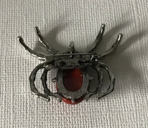 Jasper spider brooch, flame jasper spider pin, re… - image 6