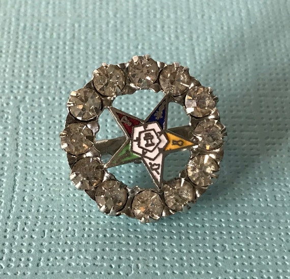 Vintage Order of the Eastern Star rhinestone star… - image 2