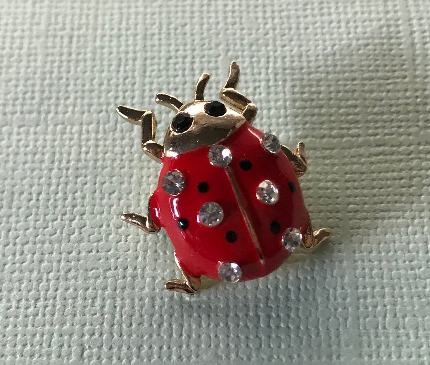 Rhinestone Lady Bug Brooch Lady Bug Pin Insect Pin Beetle Etsy