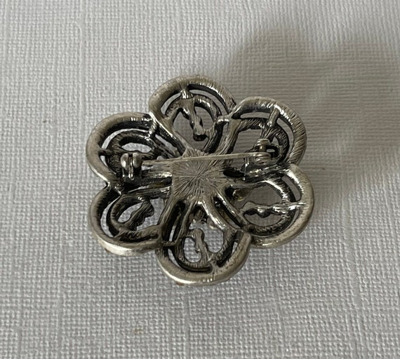 Vintage flower brooch, rhinestone flower pin, dai… - image 6