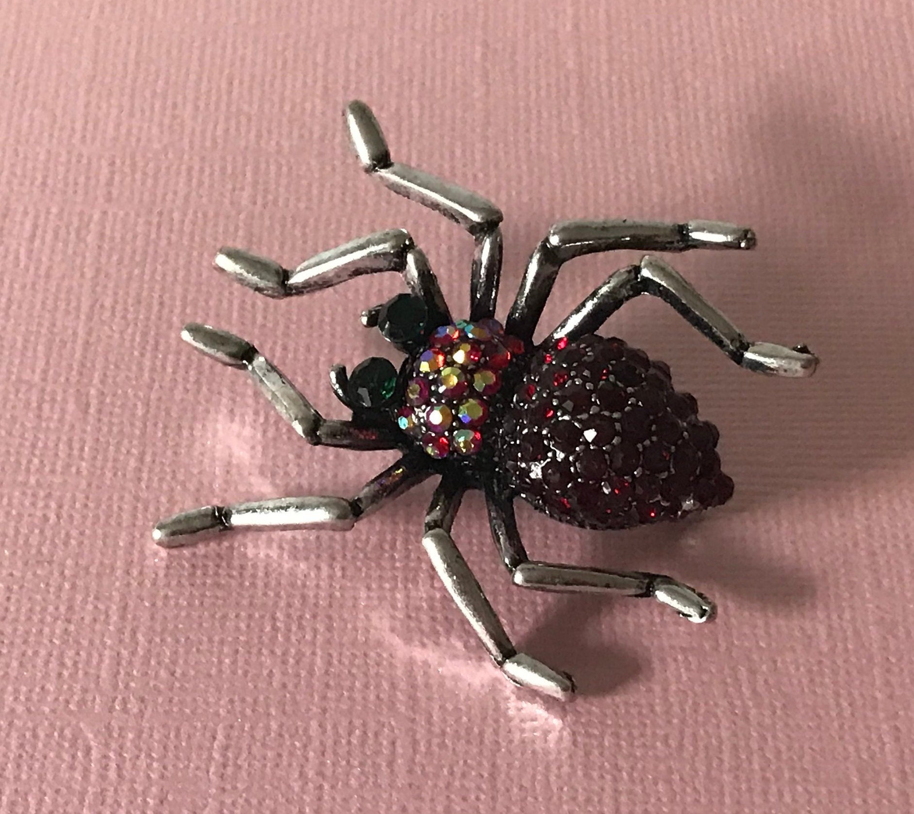 Red Rhinestone Spider Pin Aurora Borealis Rhinestone Spider - Etsy