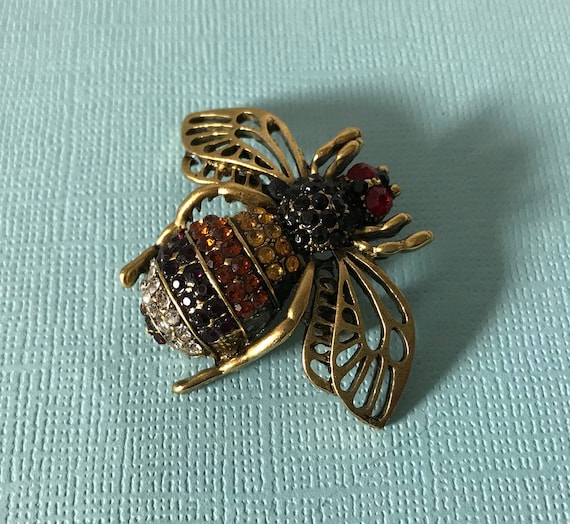 Rhinestone Bee Pin Gold Copper and Black Bee Brooch Bee Jewelry Bumble Bee Pin Rhinestone Bee Pin Gold Black and Copper Bee Pins Etsy UK